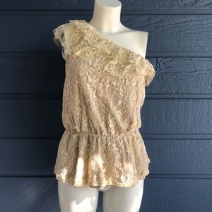 Cream lace peplum